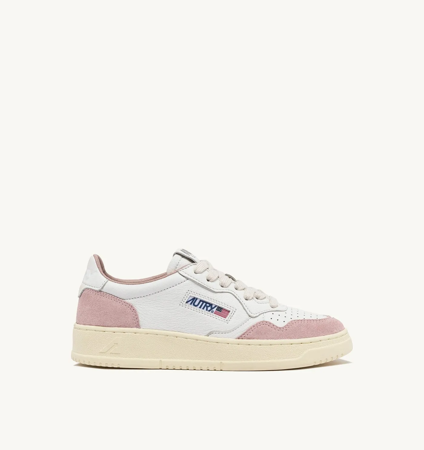 MEDALIST LOW IN PELLE E SUEDE COLORE BIANCO E POWDER