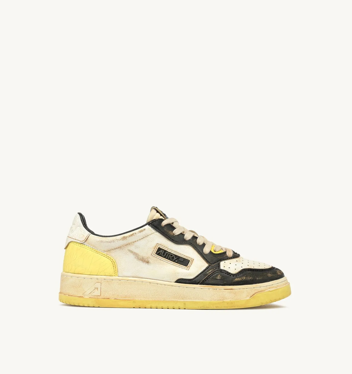 MEDALIST LOW SUPER VINTAGE IN PELLE COLORE BUTTERCUP E NERO