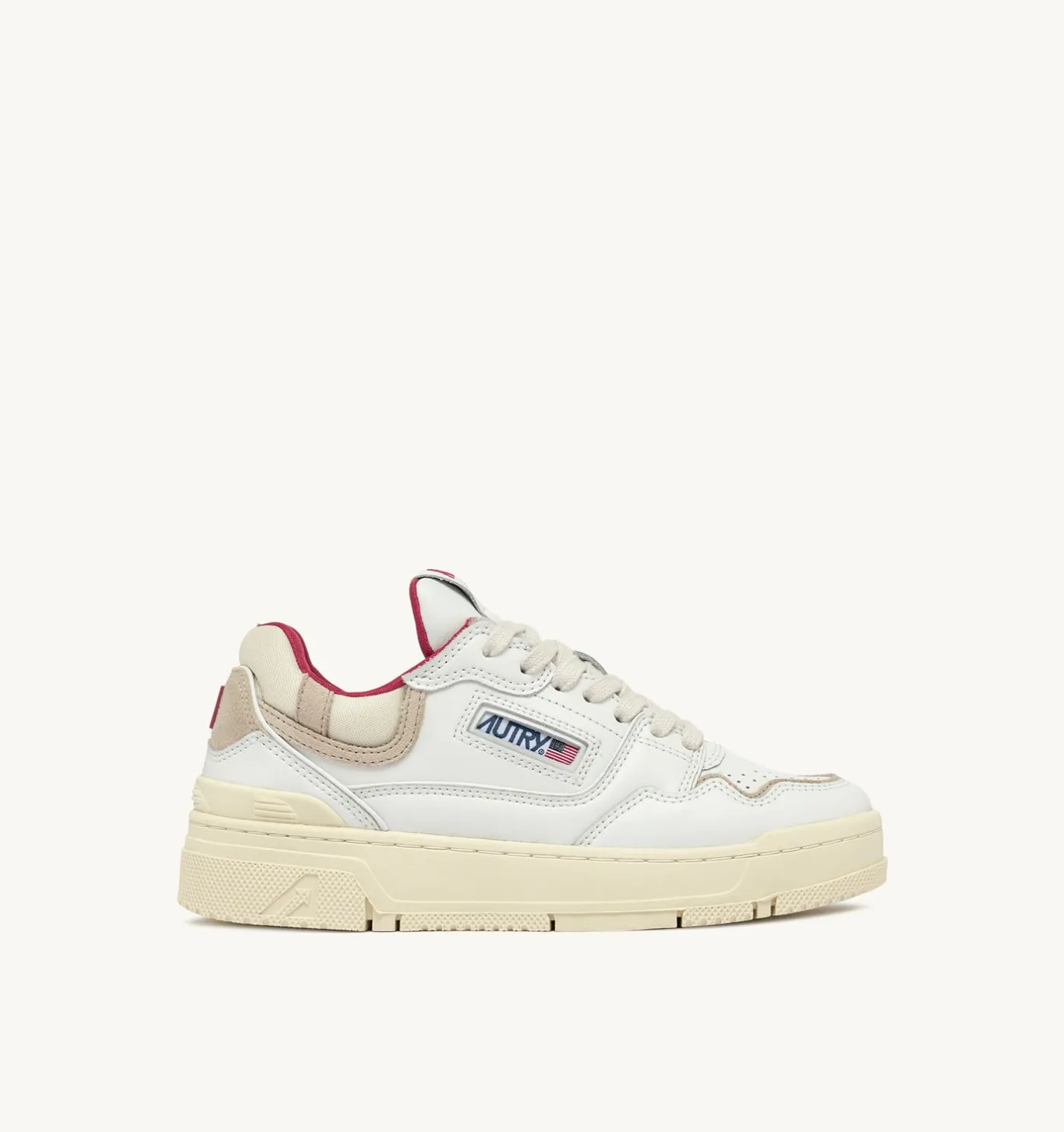 SNEAKERS CLC LOW IN PELLE BIANCA E SUEDE SAND