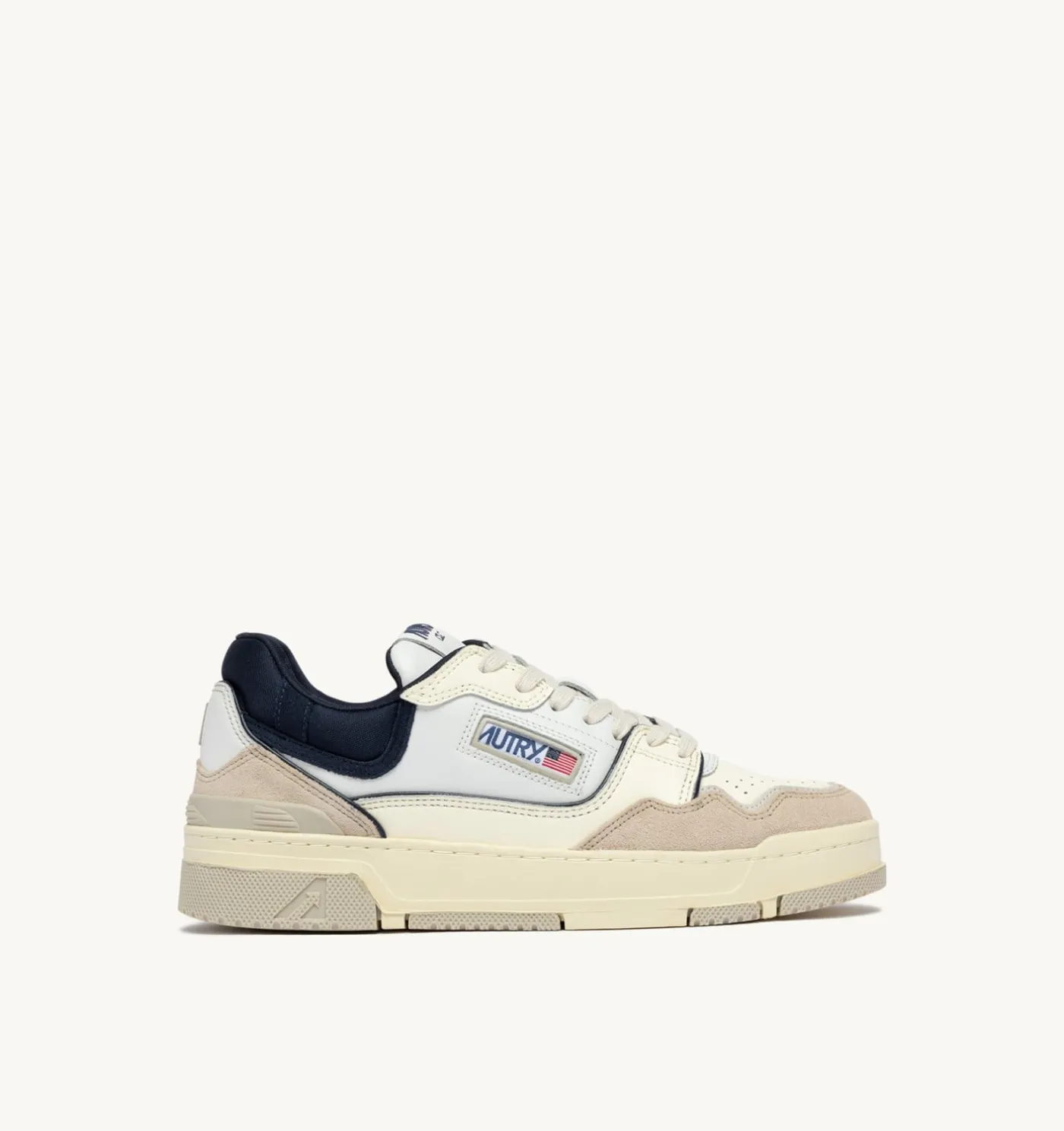 SNEAKERS CLC LOW IN PELLE E SUEDE BIANCO SAND E SPACE BLUE