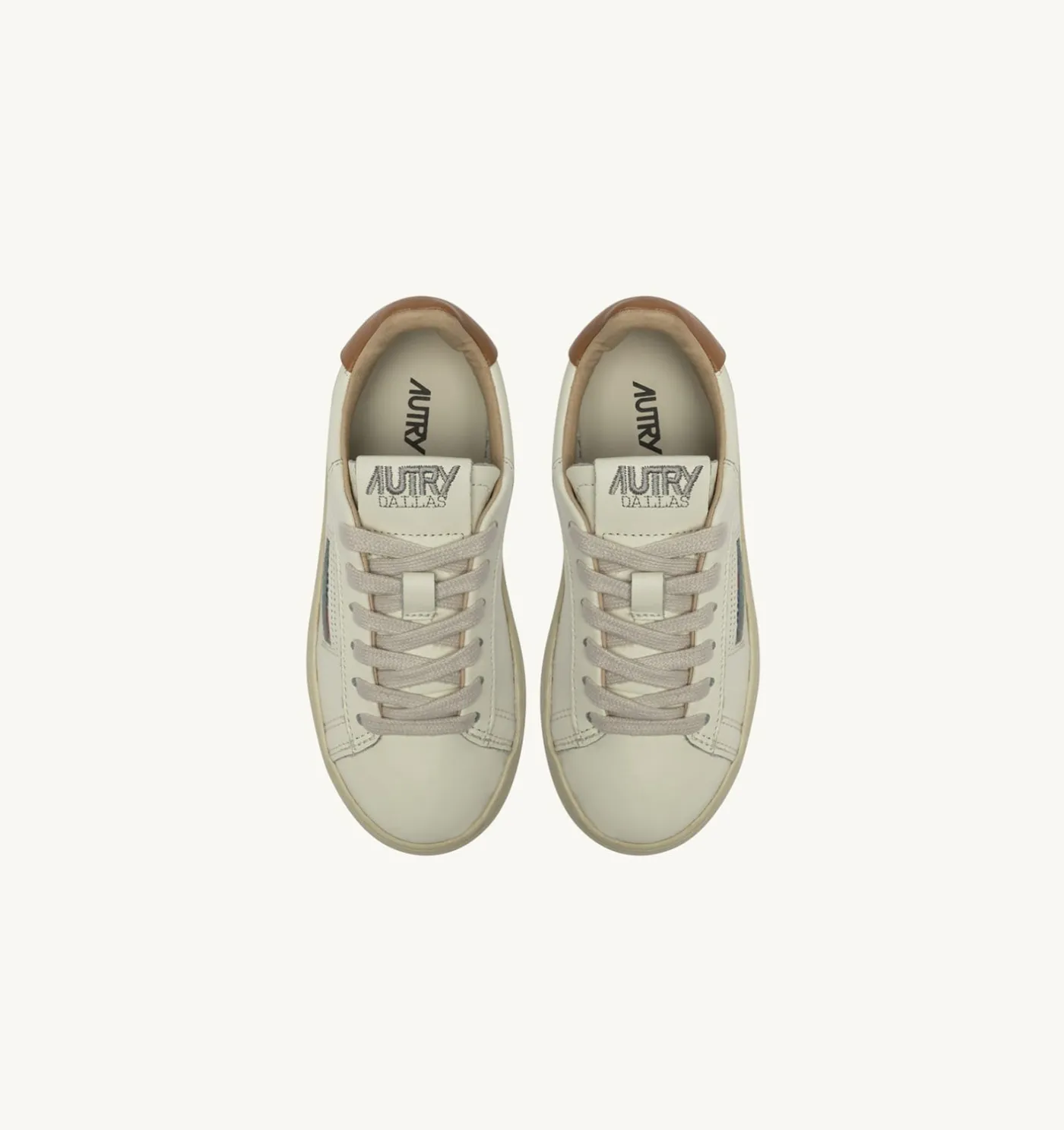 SNEAKERS DALLAS KIDS LOW IN PELLE MARSHMALLOW E BROWN SUGAR