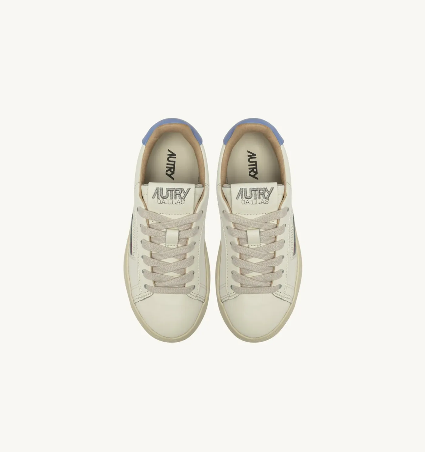 SNEAKERS DALLAS KIDS LOW IN PELLE MARSHMALLOW E DELLA ROBBIA BLUE