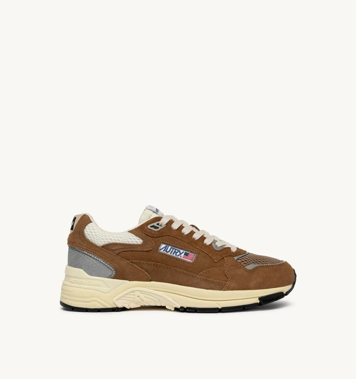 SNEAKERS HYPERWAY IN MESH E SUEDE CIGAR E ARGENTO