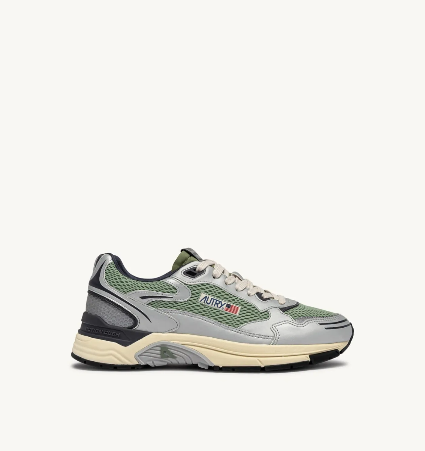 SNEAKERS HYPERWAY IN PELLE SINTETICA E MESH ARGENTO TEA E BLAKENED PEARL