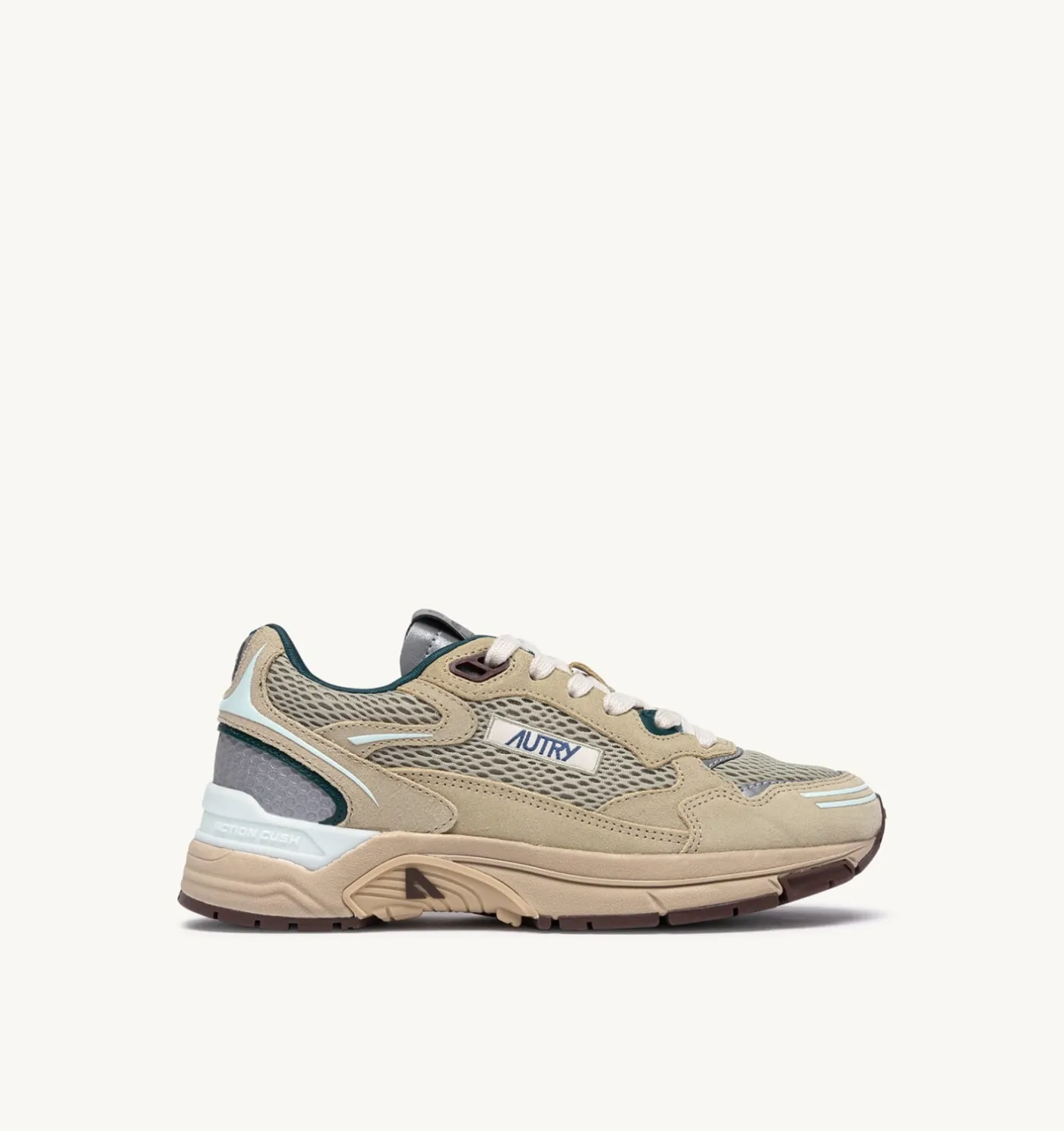SNEAKERS HYPERWAY IN SUEDE E MESH ECRU E SPA BLUE