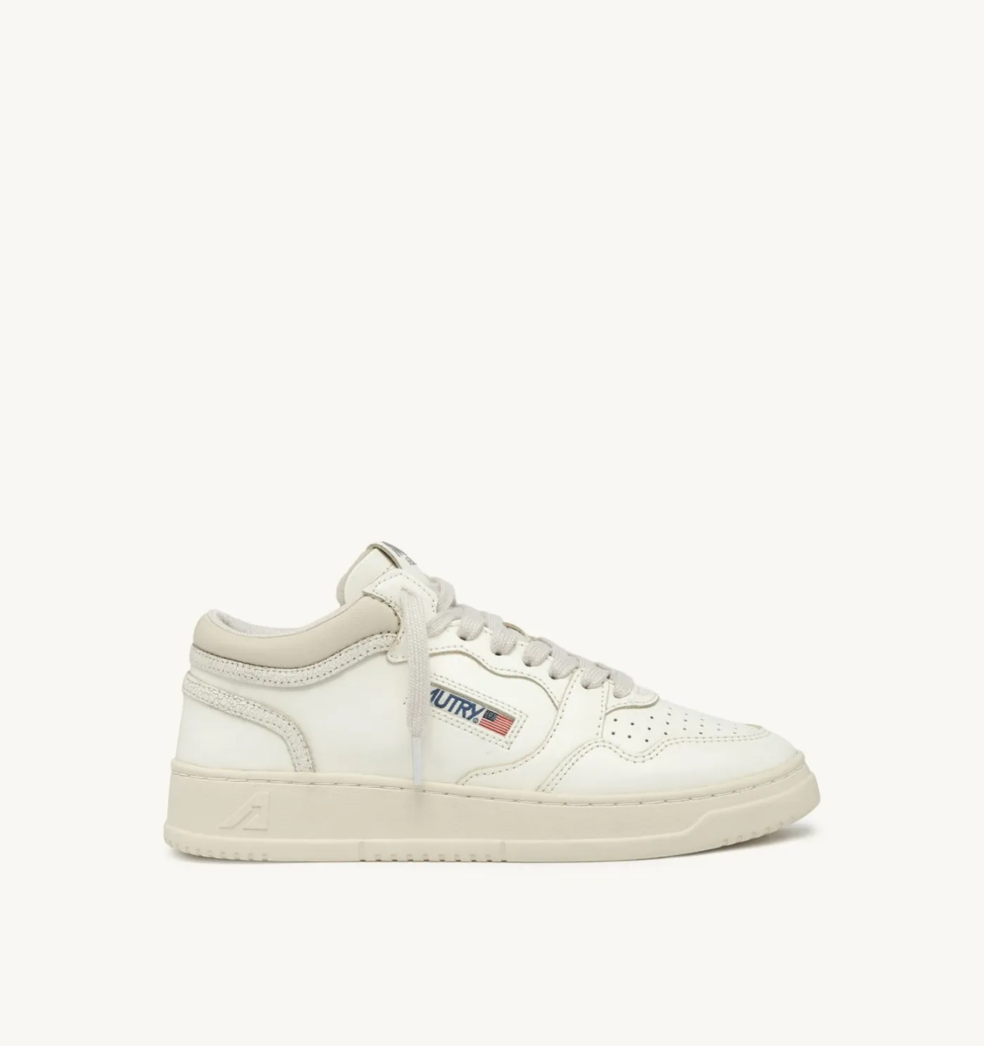 SNEAKERS MED-WAY IN PELLE COLORE MARSHMALLOW E BIANCO