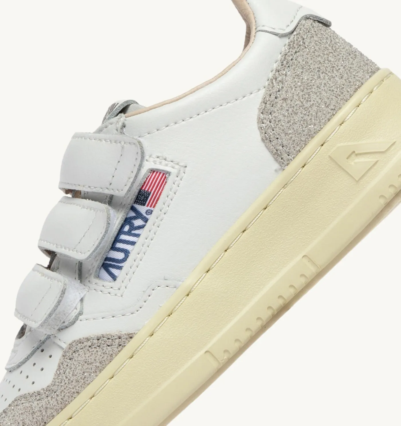 SNEAKERS MEDALIST KIDSTRIPES IN PELLE BIANCA E PELLE GLITTER GRIGIO