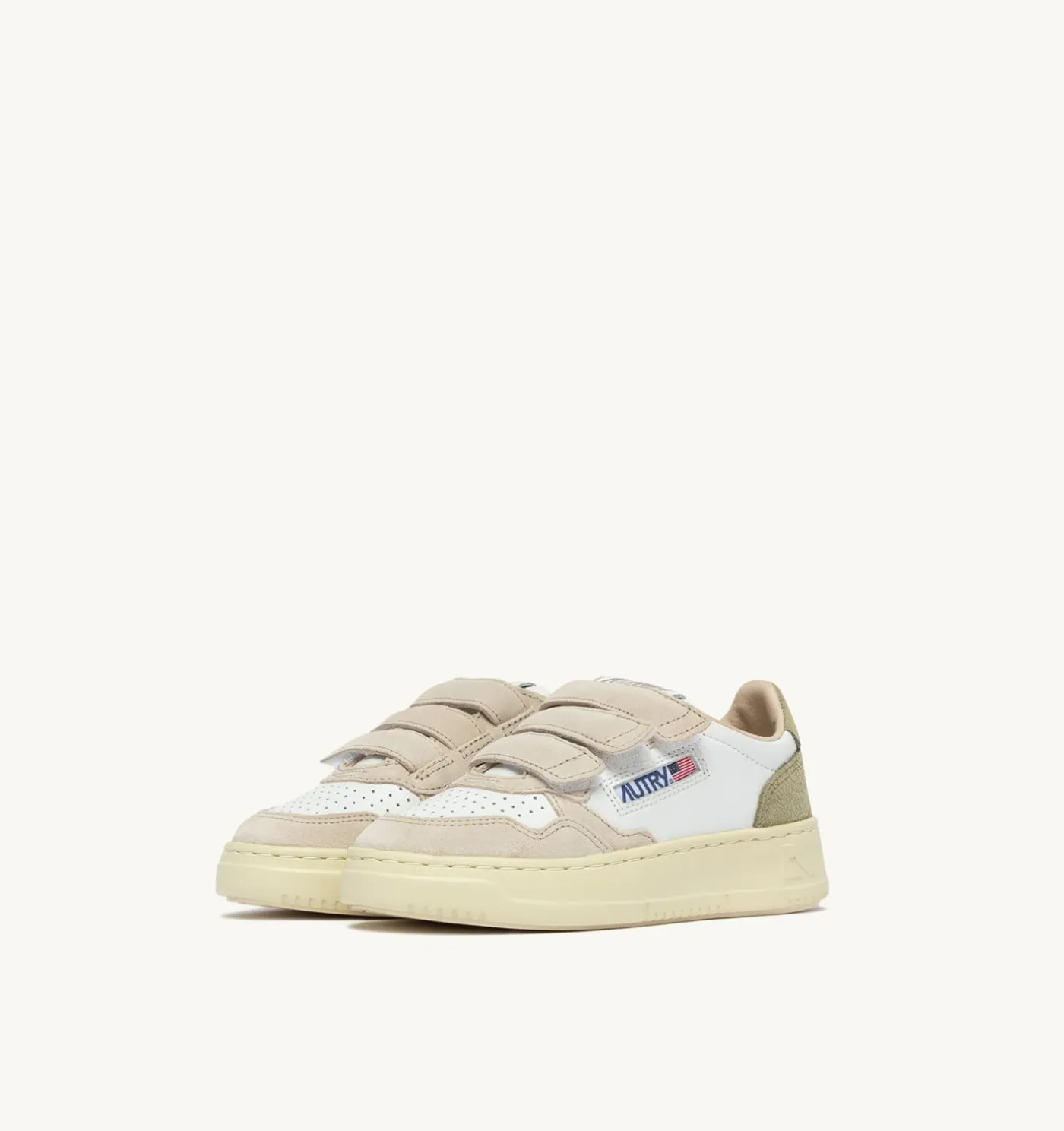 SNEAKERS MEDALIST KIDSTRIPES IN PELLE BIANCA E SUEDE VERDE E SAND