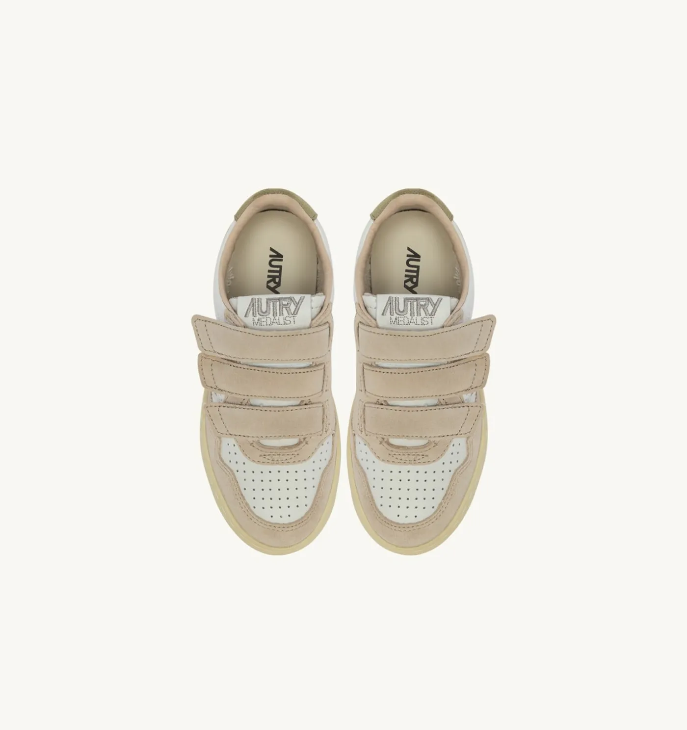SNEAKERS MEDALIST KIDSTRIPES IN PELLE BIANCA E SUEDE VERDE E SAND