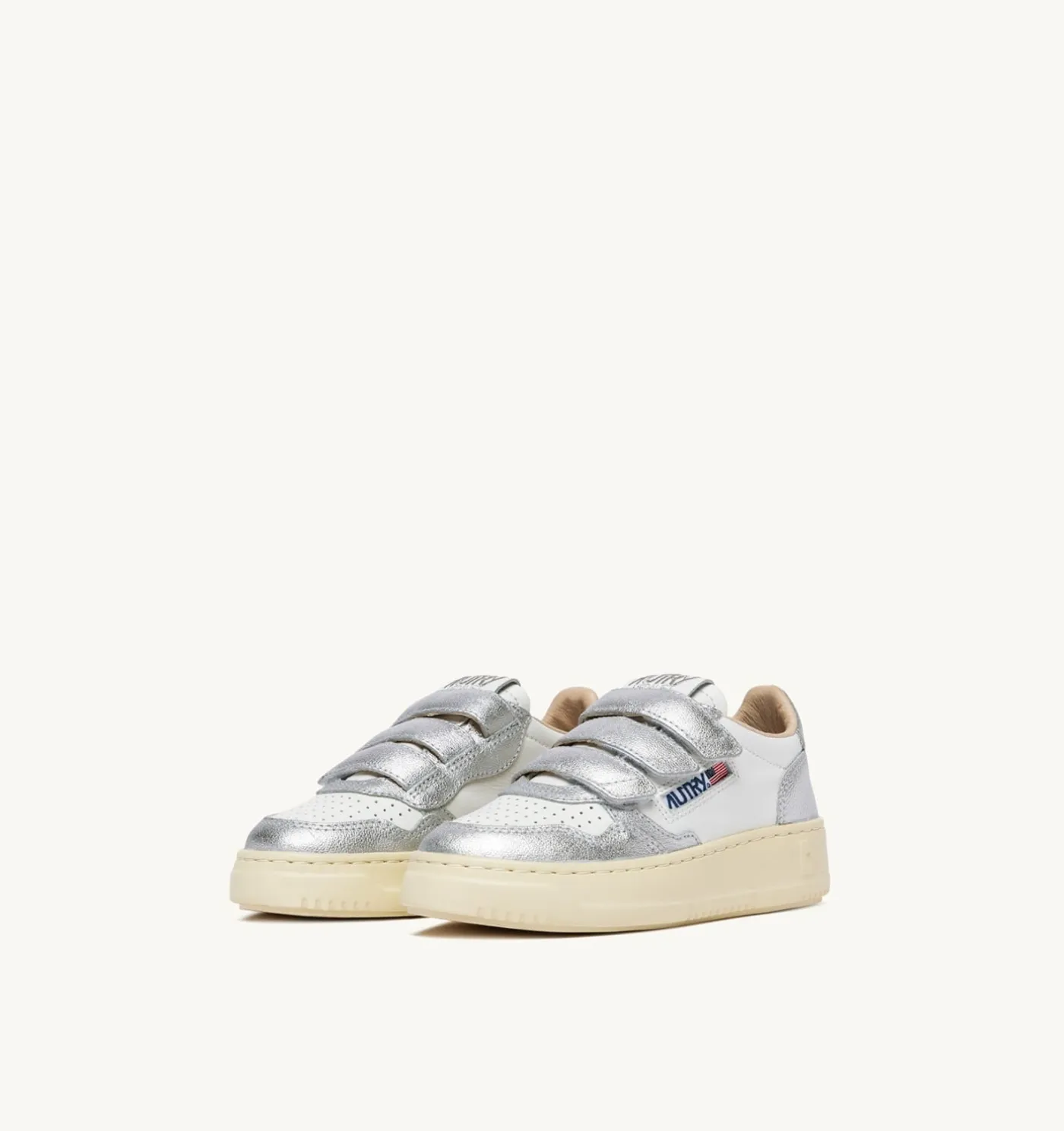 SNEAKERS MEDALIST KIDSTRIPES LOW BICOLOR IN PELLE BIANCA E ARGENTO