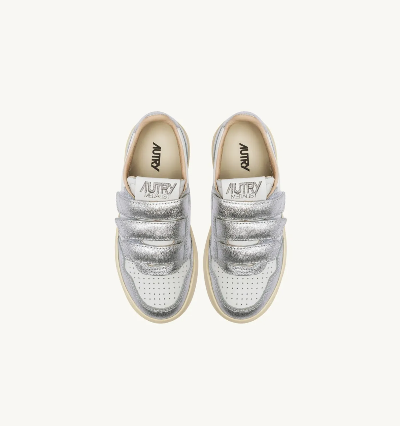 SNEAKERS MEDALIST KIDSTRIPES LOW BICOLOR IN PELLE BIANCA E ARGENTO