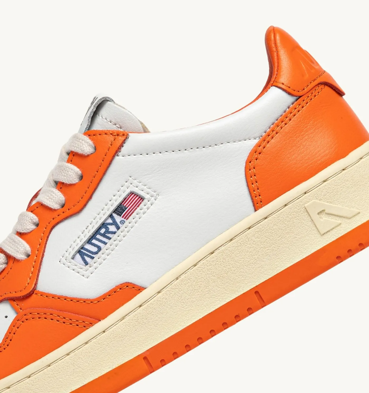 SNEAKERS MEDALIST LOW BICOLOR IN PELLE BIANCA E PARSIMMON ORANGE