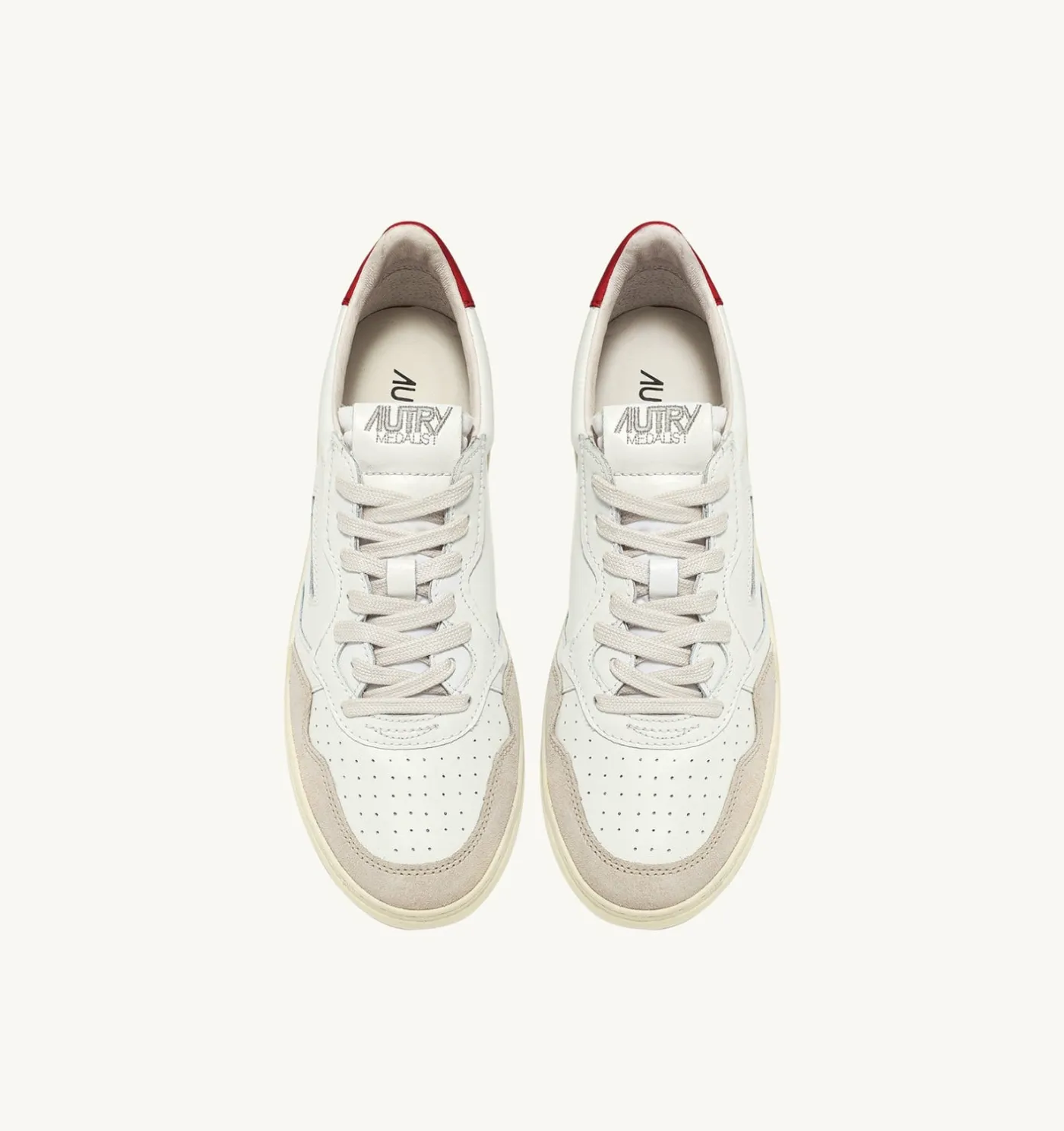 SNEAKERS MEDALIST LOW IN PELLE BIANCA E ROSSA E SUEDE BEIGE