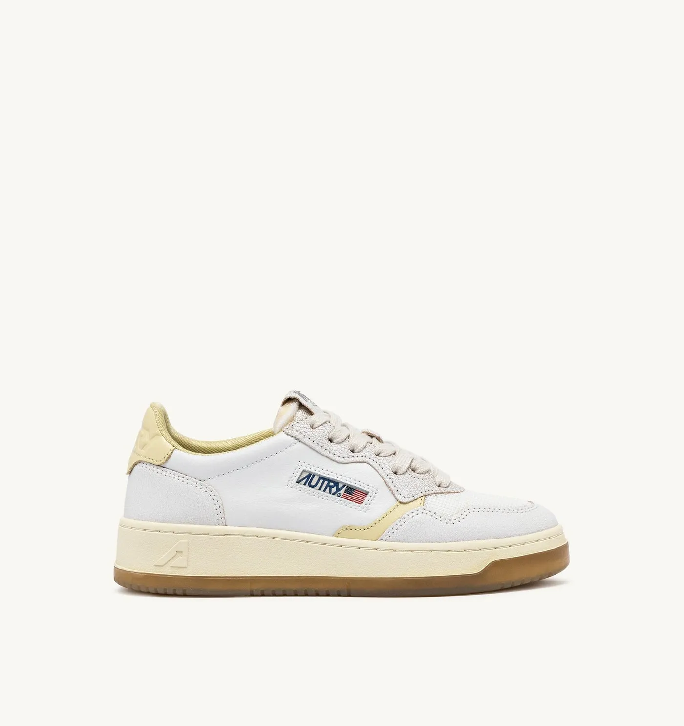 MEDALIST LOW IN PELLE E MESH BIANCO E HAY