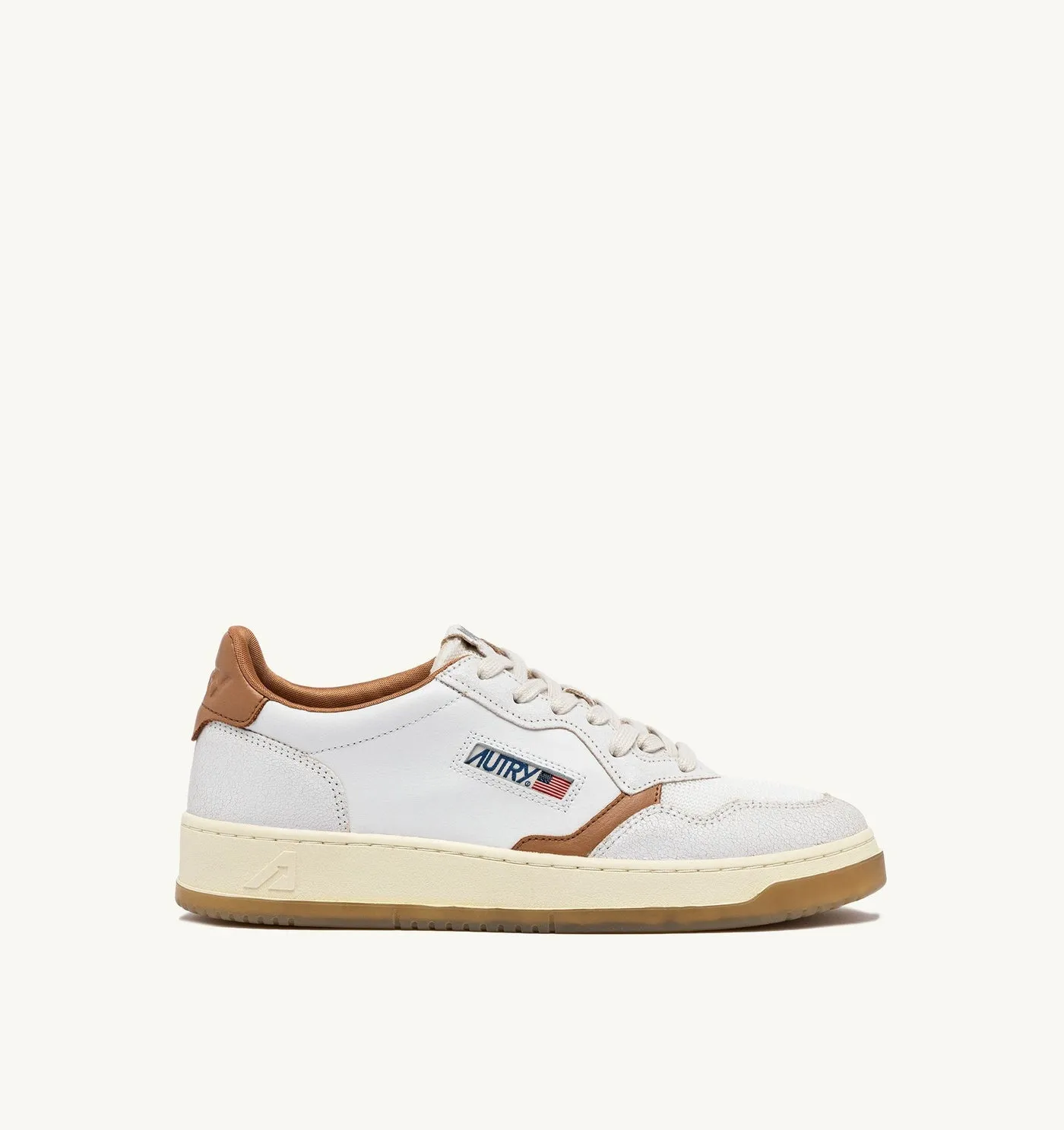 MEDALIST LOW IN PELLE E MESH COLORE BIANCO E TANZINE