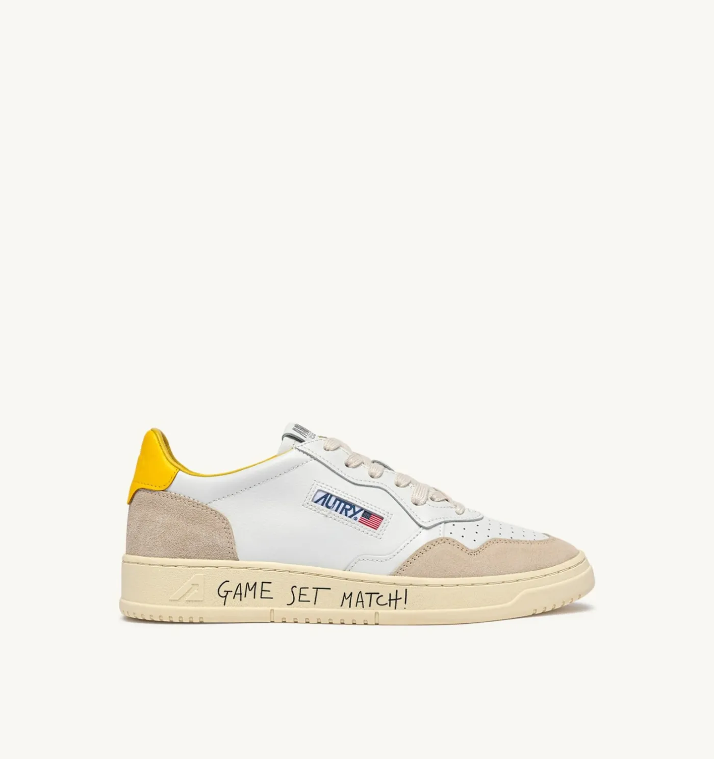 SNEAKERS MEDALIST LOW IN SUEDE E PELLE BIANCA E SLICKER CON LETTERING