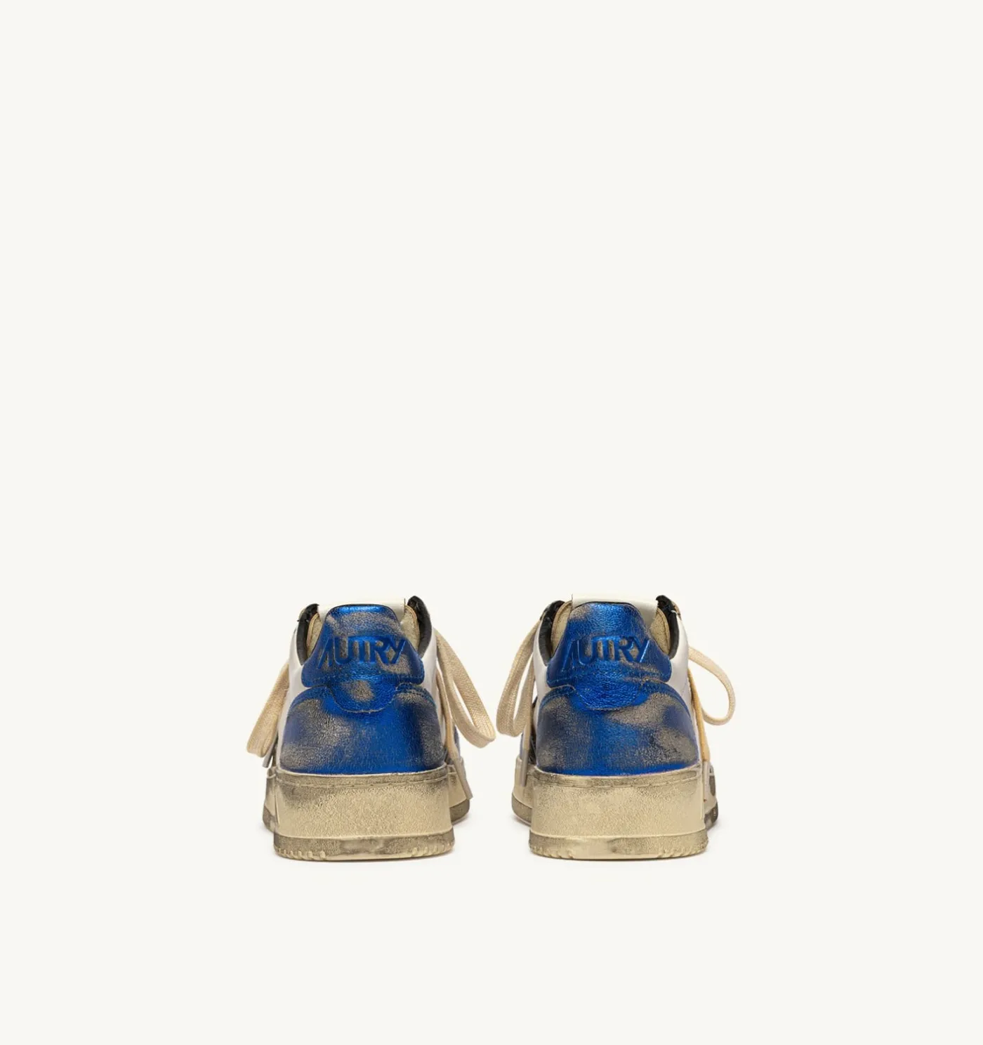 SNEAKERS MEDALIST LOW SUPER VINTAGE IN PELLE BIANCA BLUE SPACE E BLU
