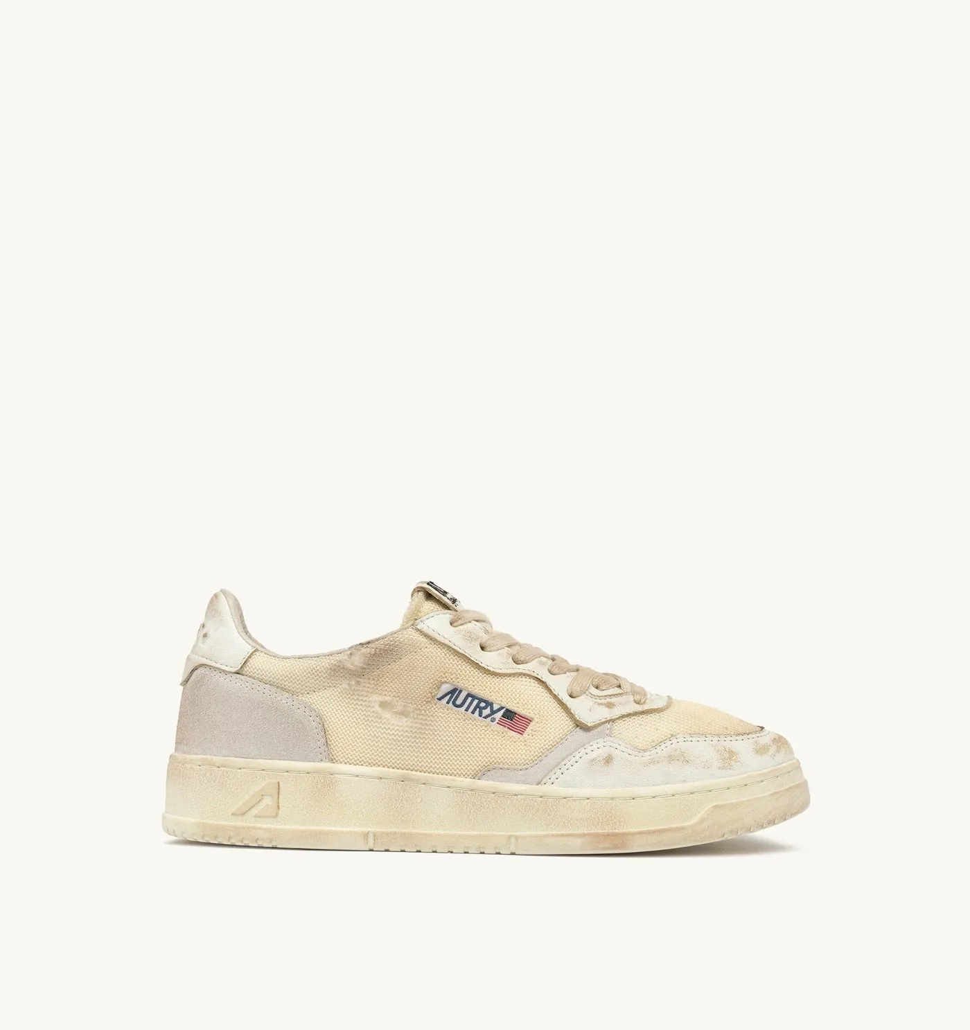 MEDALIST LOW SUPER VINTAGE IN PELLE E MESH AVORIO E BIANCO