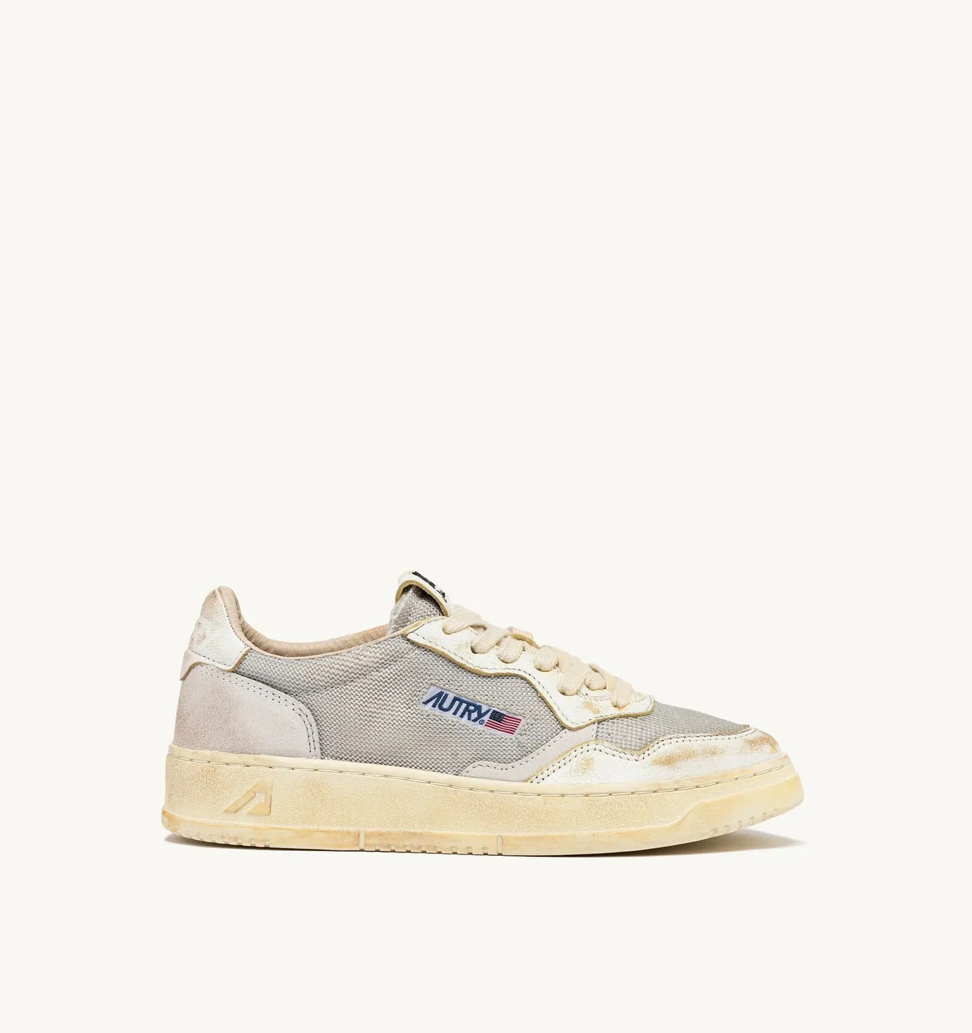 MEDALIST LOW SUPER VINTAGE IN PELLE E MESH GRIGIO E BIANCO
