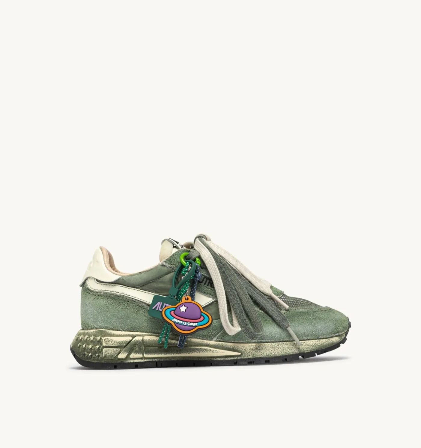 SNEAKERS REELWIND SUPER VINTAGE IN SUEDE E NYLON LEPRECHAUN E BIANCO